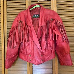 Vintage red fringe jacket